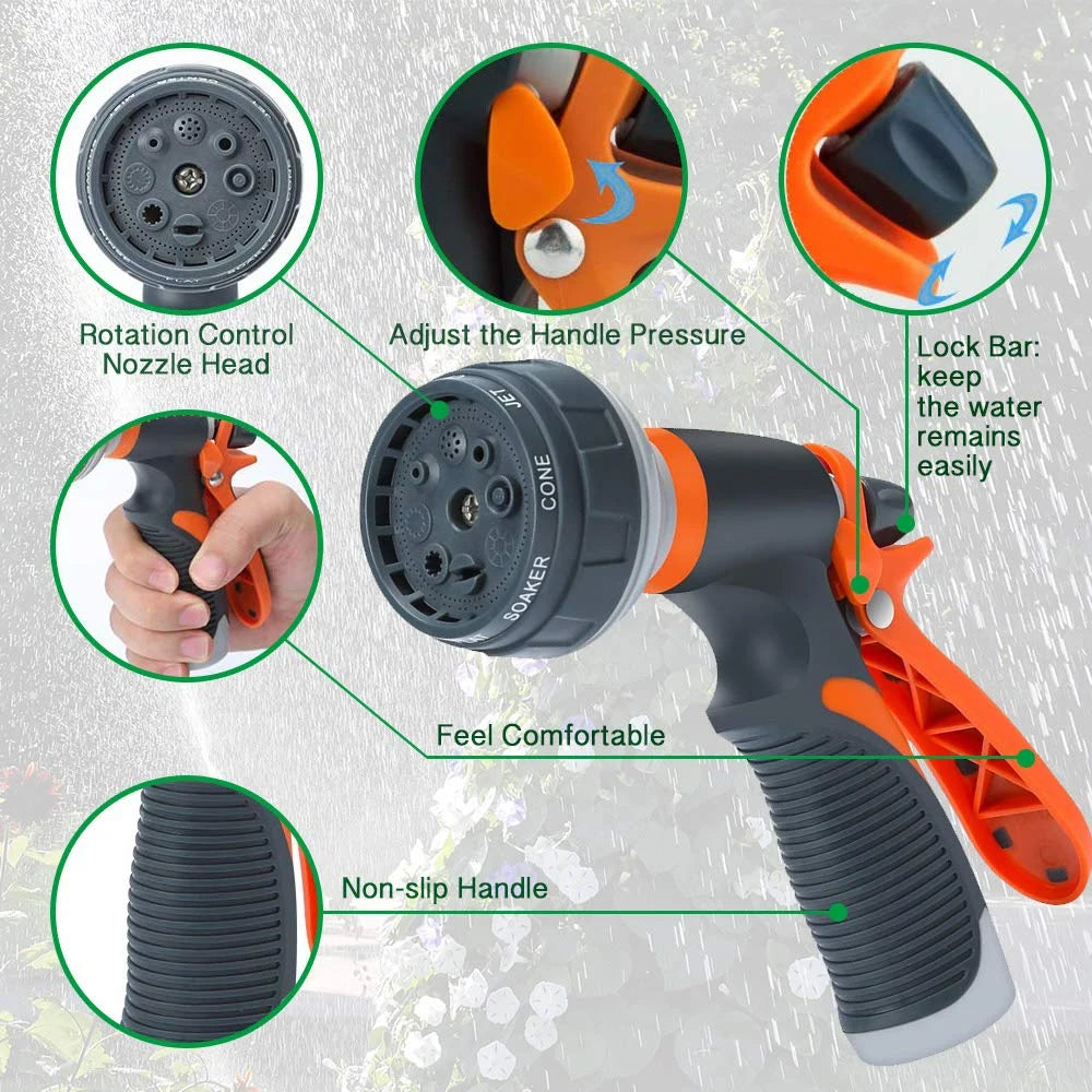 1-2Pc Watering Gun Garden 8 Modes High Pressure Sprayer