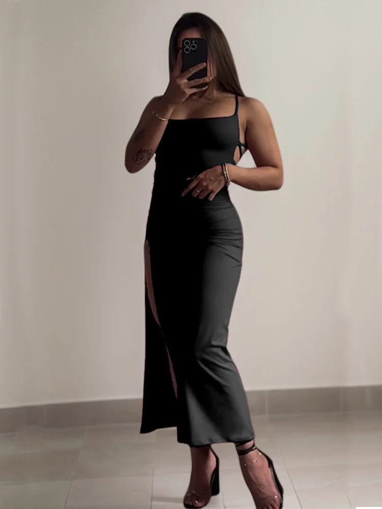 2025 explosive new Black WineRed dress summer high sensibility halter strap Spice Girl bag hip dress