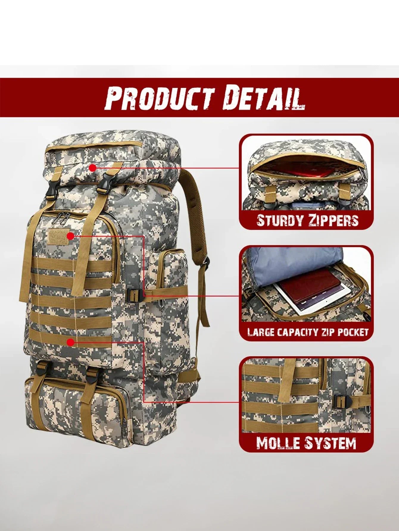 80L/100L Mountaineering Tactical Backpack