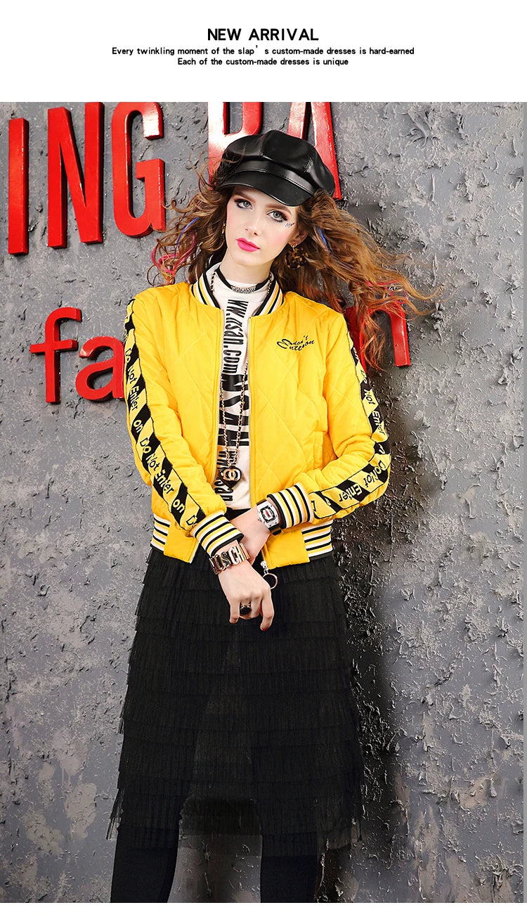Yellow Winter coat for women short jackets for women Women's Long Sleeve coat Woman clothing Women's top