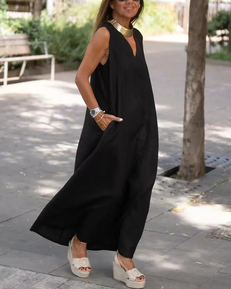 Women's Sleeveless Loose-fitting Spring Cotton Linen Dress
