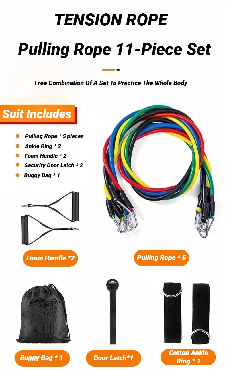 11pcs/Set Pull Rope Resistance Bands