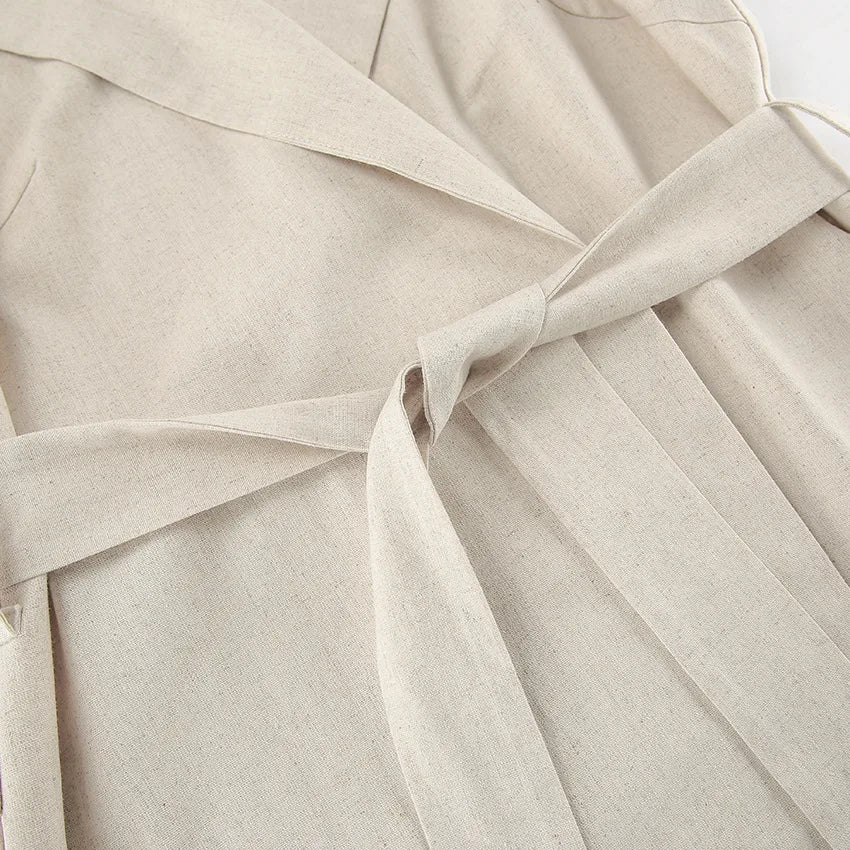 2025 Autumn New Style Commuter Long Skirt For Women Elegant Fashionable Solid Color Lapel Sleeveless High Waist Lace-up Dress
