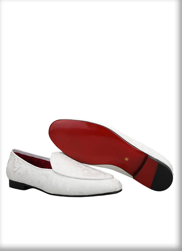 The New Black and White Three-Dimensional Flower Silk Men's Moccasins for Party/Wedding