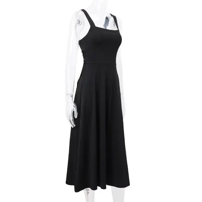 Women's Sleeveless Square Neck Back Lace Dress