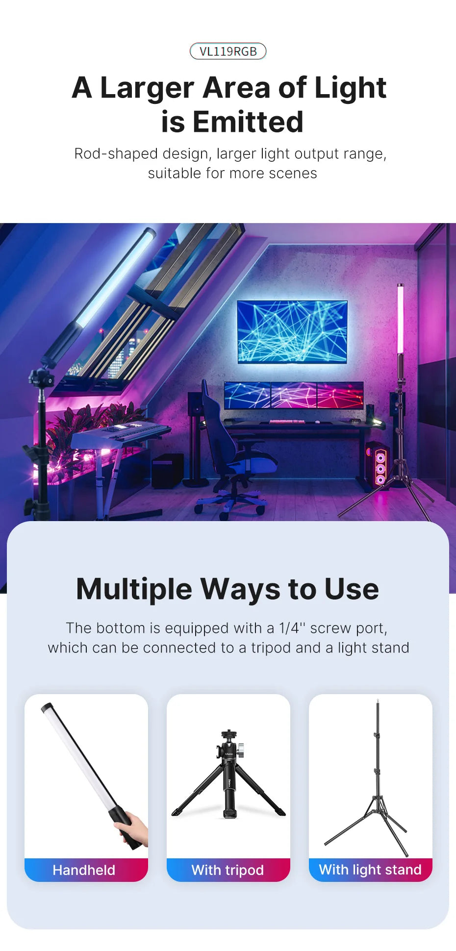 Handheld RGB Colorful Stick Light