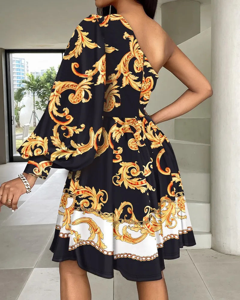 Off Shoulder Boho Print Women Dress