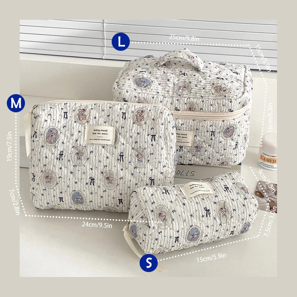 1pcs Quilted Cotton Makeup Bag
