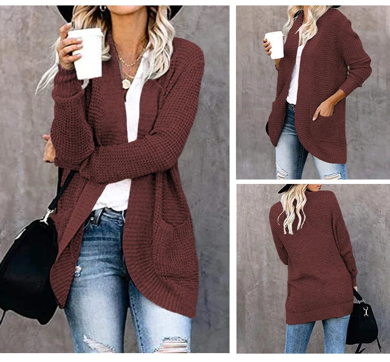Autumn Long Cardigan Women Jumper Fashion Loose Coat Ladies Knitted Outerwear Ropa Mujer Clothes Woman Sweater Jacket Pull Femme