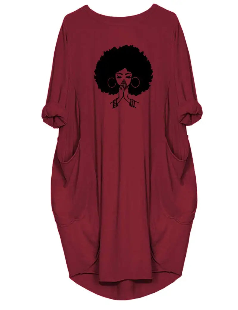 Plus Size Women Short Sleeve O-Neck Loose Dress