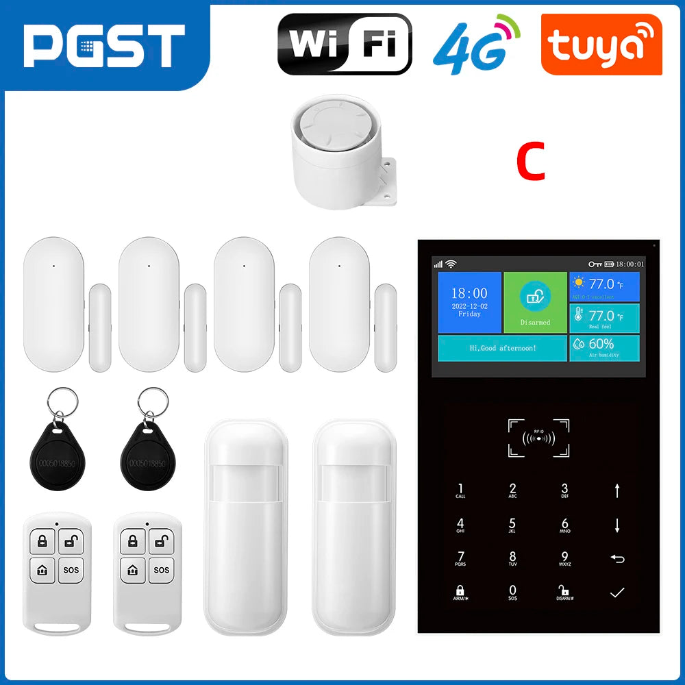 PGST 4G & Wifi Home Security System Wireless, Smart Home Alarm Security Systems, Smart Life App Control Works with ALexa