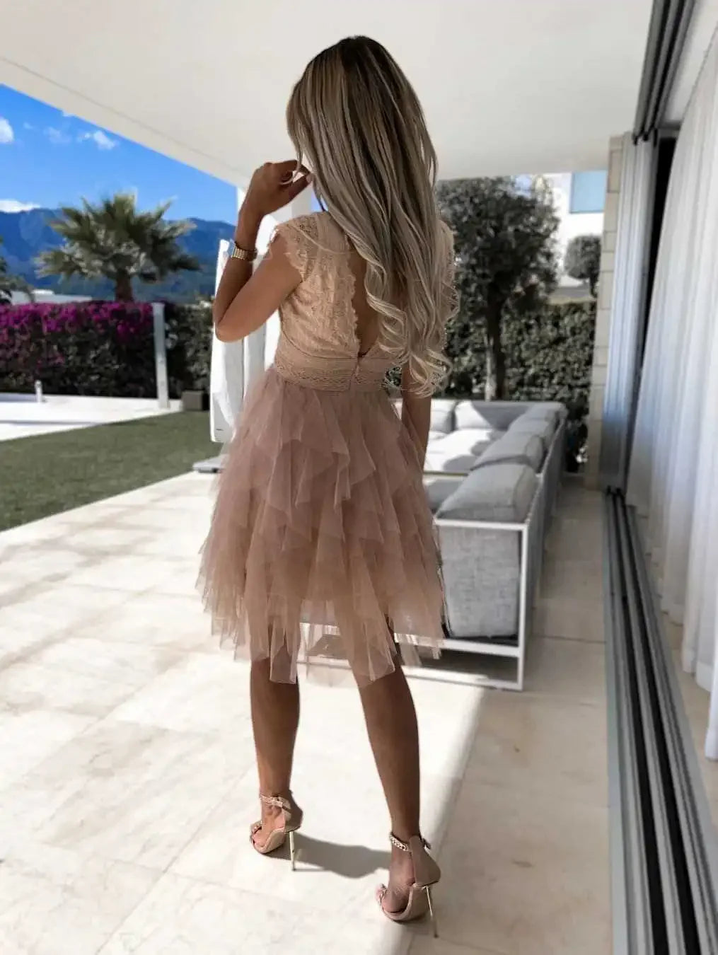 Women's V Neck Lace Dress