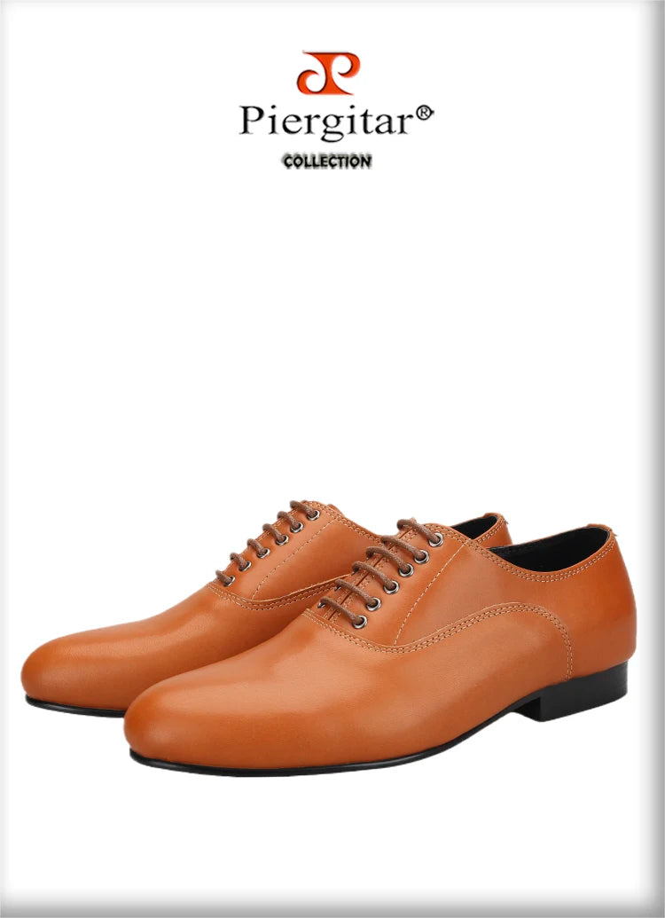 Piergitar 2023 Black And Brown Genuine Leather Men Loafers For Party Handmade Lace-up Men's Formal Shoes Classic Dress Shoe