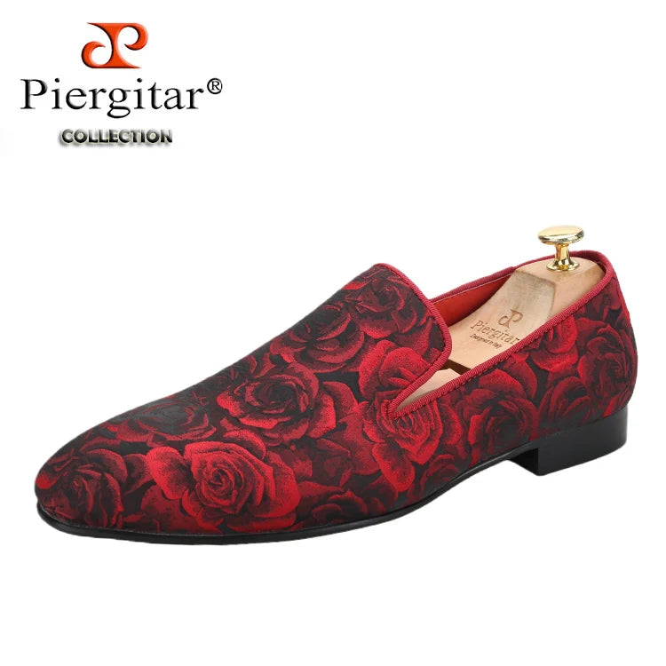 Piergitar Three Dimensional Flower Jacquard Fabric Men's Loafers For Party And Wedding Slip-On Moccasins Handmade In Guang Zhou