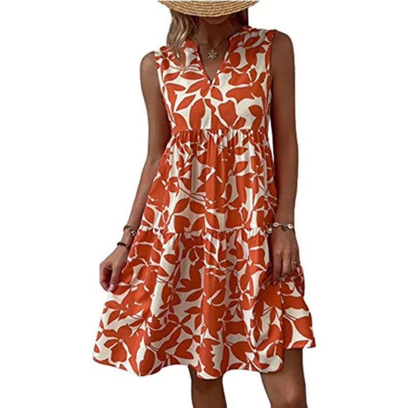 Women's Sleeveless Floral Print Dress