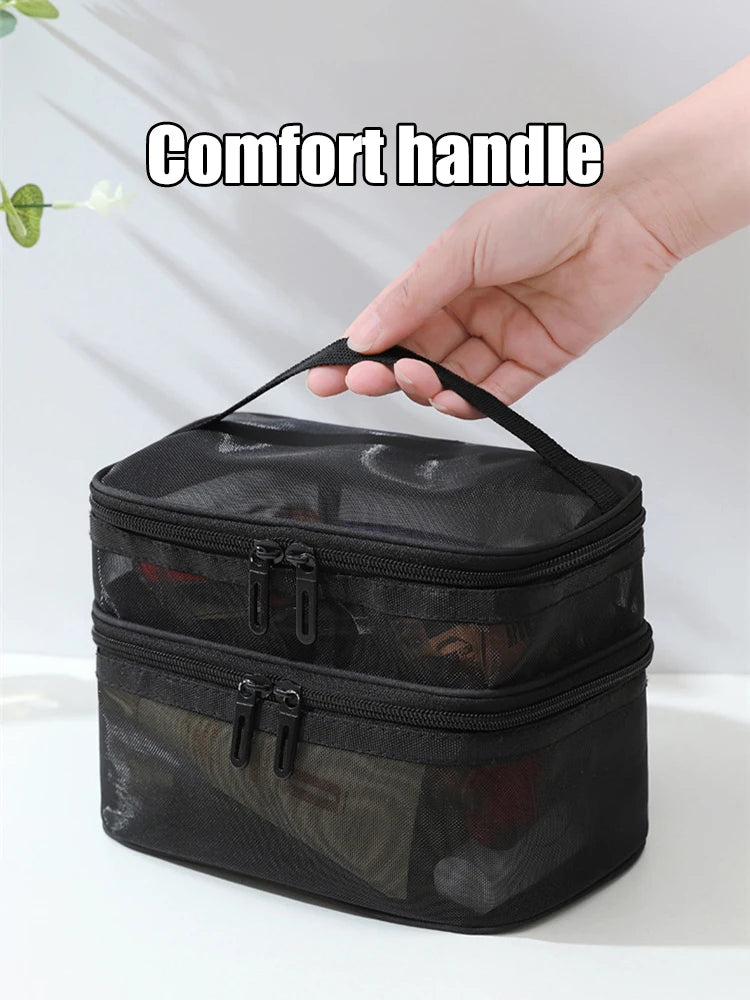 Double Layer Mesh Makeup Bag