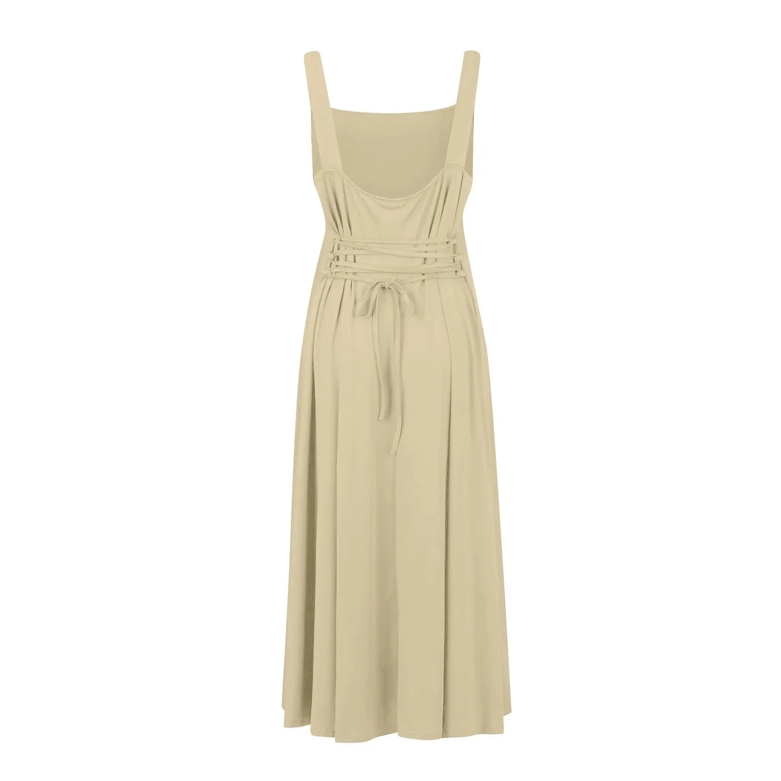 Women's Sleeveless Square Neck Back Lace Dress