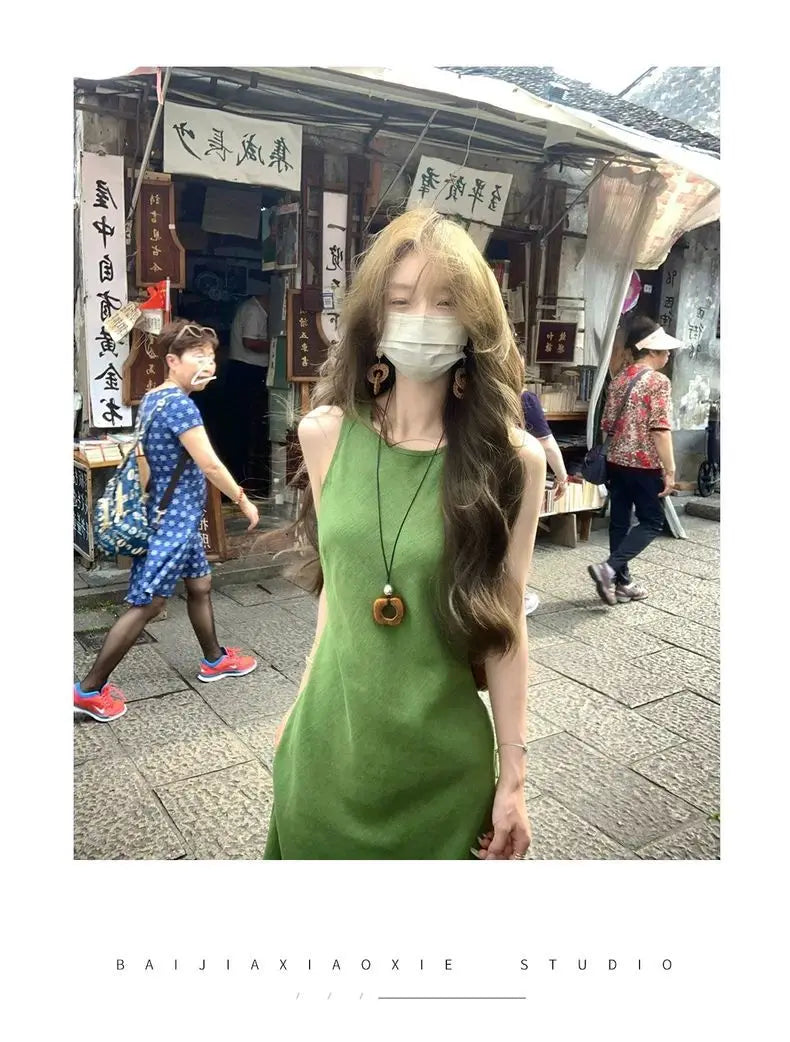 Ramie Linen Slip Dress 2025 Summer Women Sleeveless Maxi Dress Organic Minimalist Aesthetic Waist Defined Sustainable ResortWear