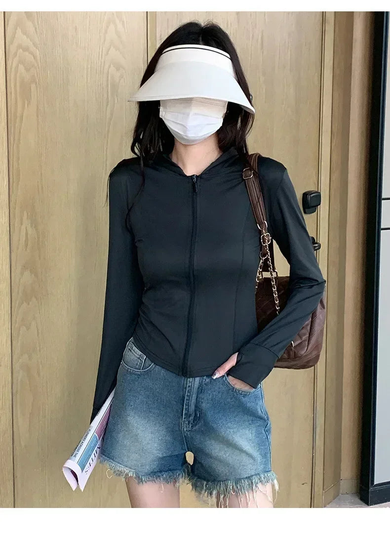 Sports Coat Hoodies Women Sweatshirt Sun Protective Clothing UV Protective Clothing Is Cool and Breathable JackeWomen Jacket