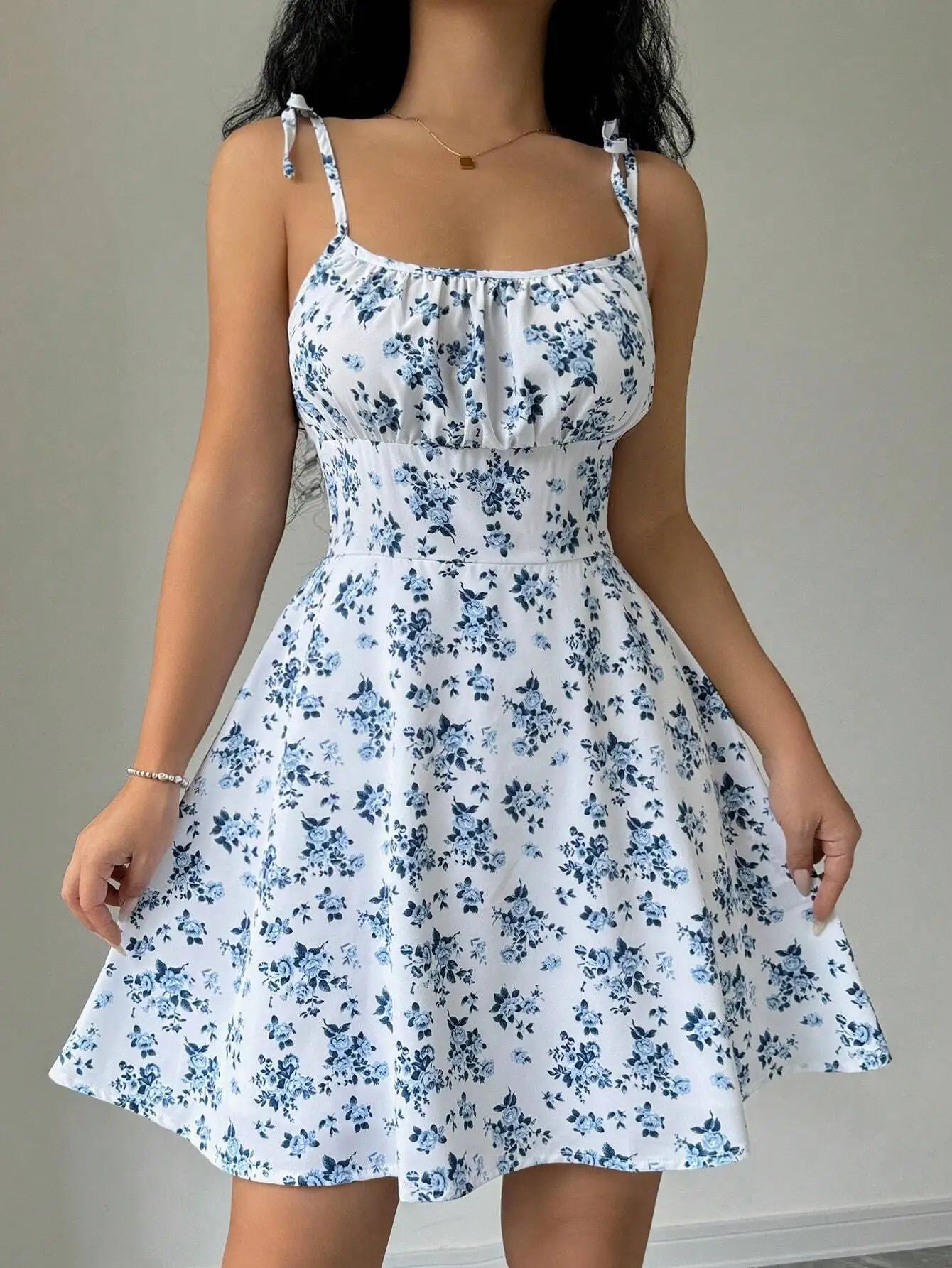 Women's Summer Floral Spaghetti Strap Short Dress