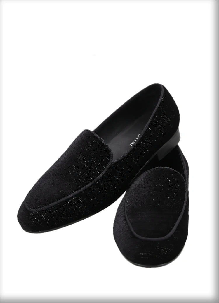 Handmade Meteor Shower Velvet Men's Loafers British Style Class Slip-On Men Smoking Sliders Plus Size