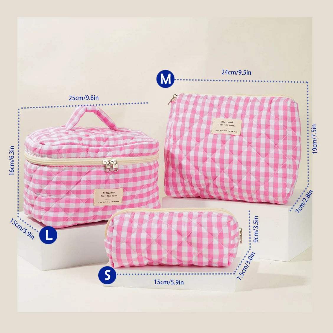 1pcs Quilted Cotton Makeup Bag