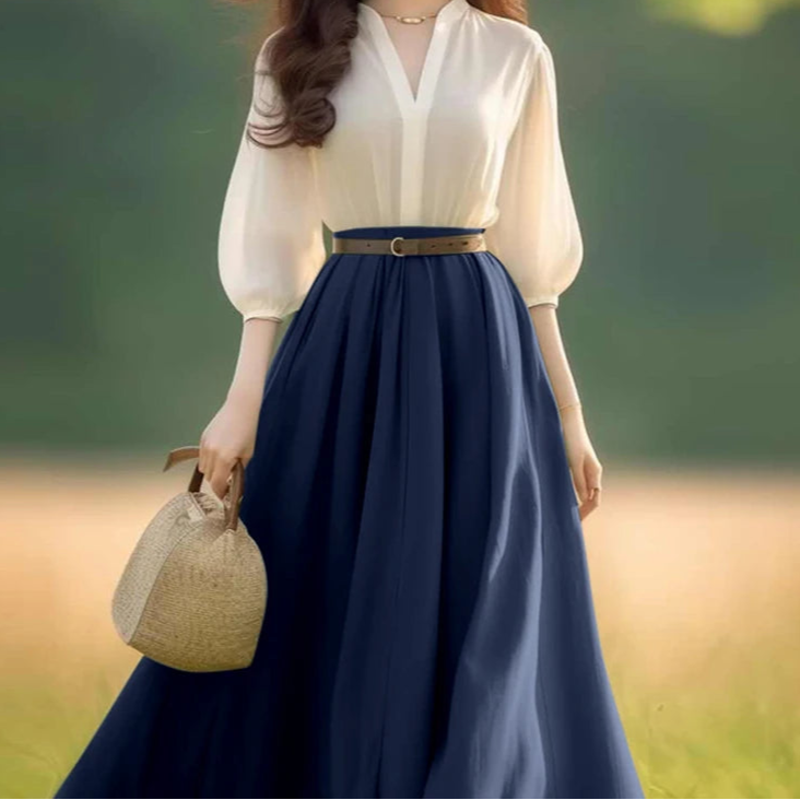 Women's V-Neck Half Sleeve Dress