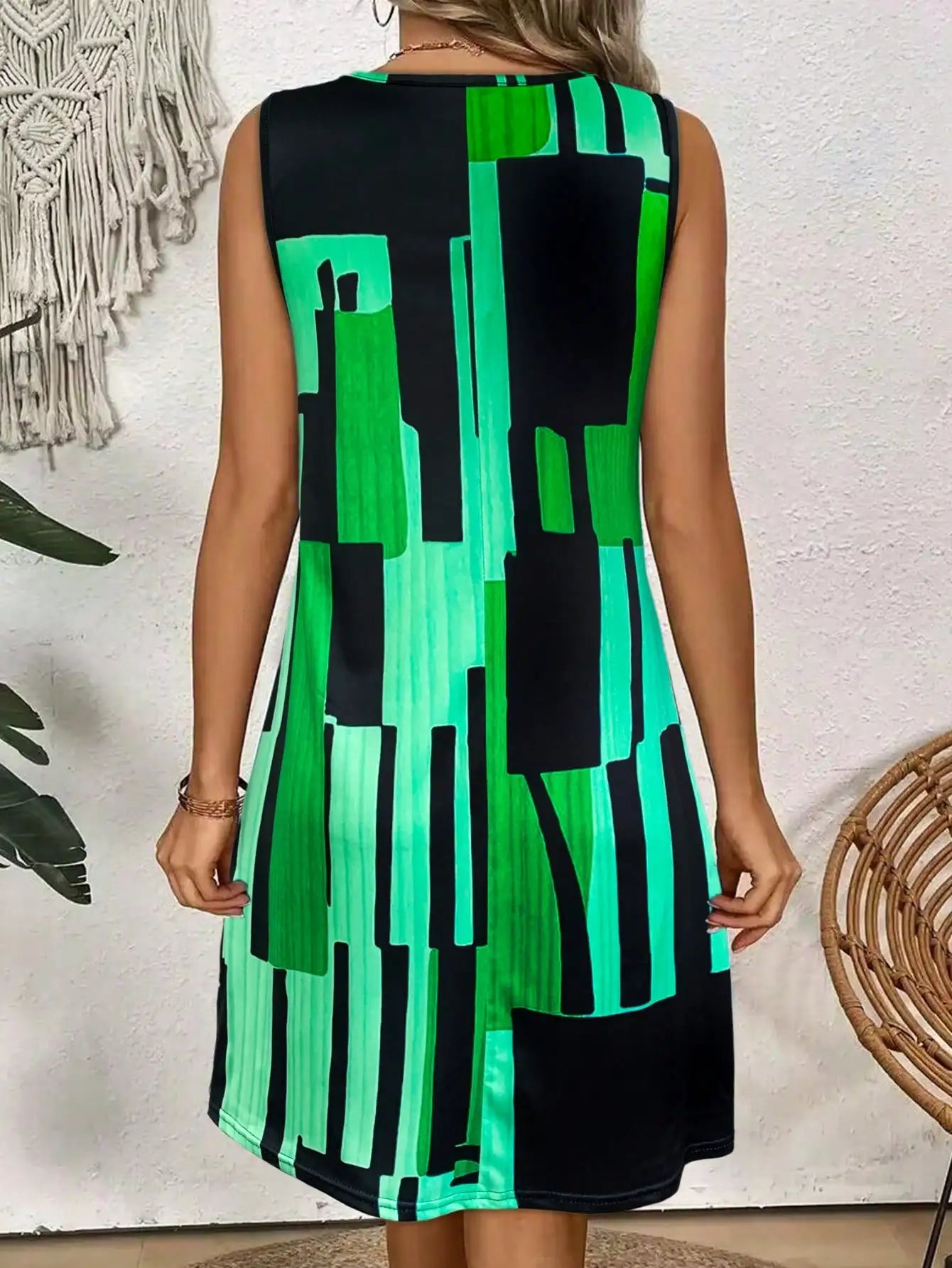 Summer Geometric Pattern Sleeveless Dresses