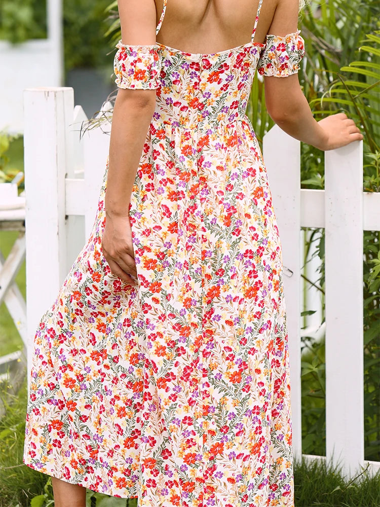 Women's Printed Botanical Floral Dress