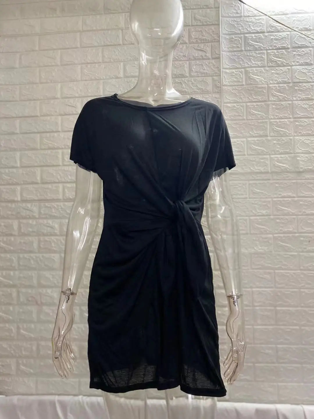 Women's Short Sleeve Asymmetrical Lace Up Dress