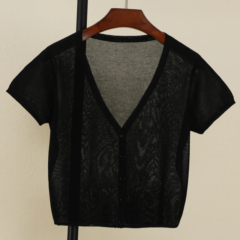 Outerwear Jerseys Summer Cardigan Women Cropped Blouse