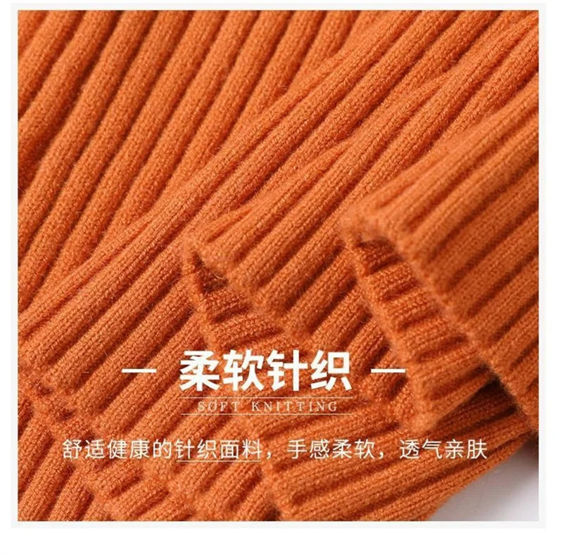 Spring Autumn Women Knitted Sweater Cardigan Short Jacket 2025 New Korean Fashion Zipper Solid Turn-Down Knit Coat Female Tops