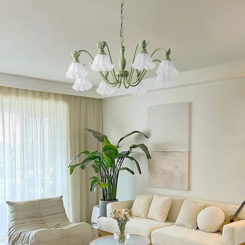 Green Pastoral Style Flower Pendel Chandelier