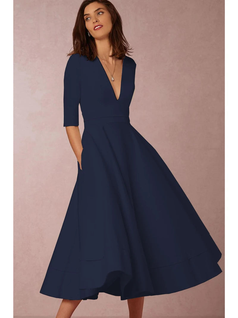 V-neck Short Sleeve Dresses for Women.