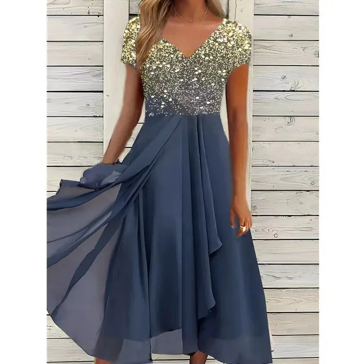 Women'S Dress Chiffon Elegant Lace Patchwork Dress Cut-Out Long Dress Bridesmaid Evening Dress Vestidos 2025