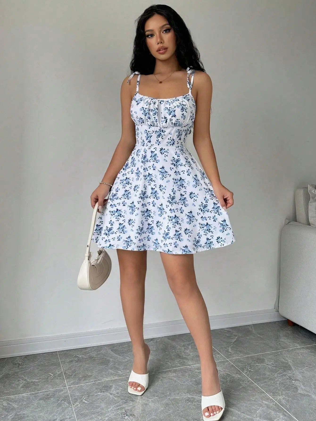 Women's Summer Floral Spaghetti Strap Short Dress