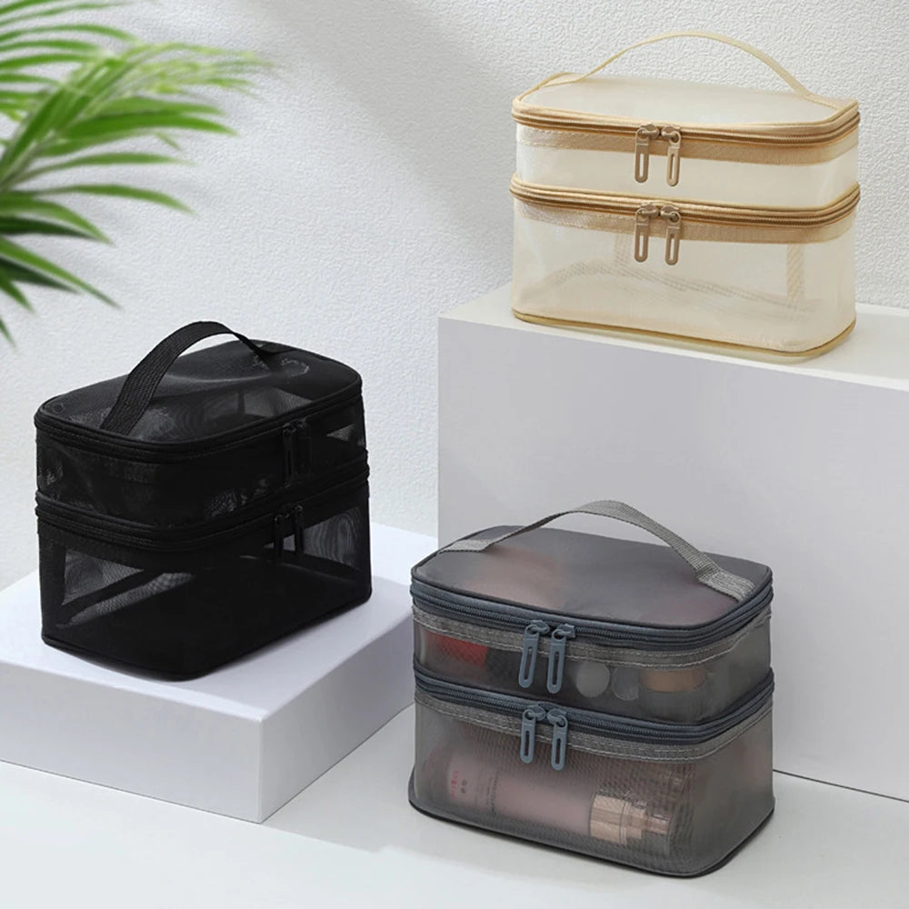 Double Layer Mesh Makeup Bag