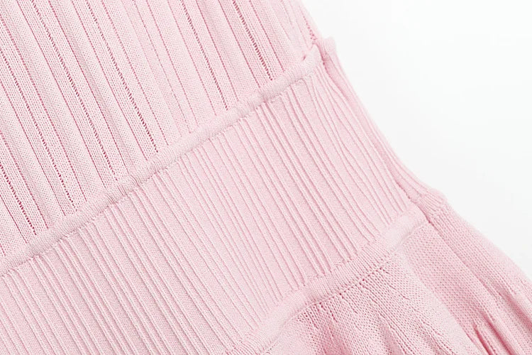 2025 Summer New in Pink Sleeveless Ribbed Knit Bodycon Mini Dress Versatile Work & Casual Outfit