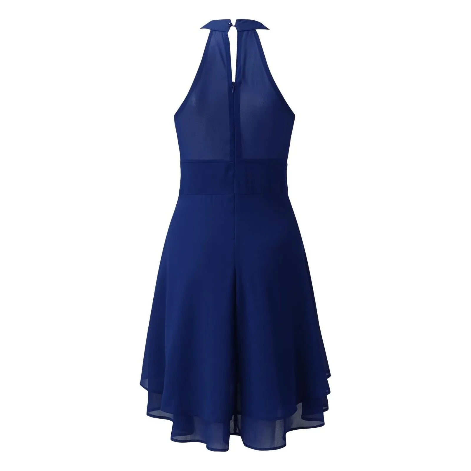 Women's Sleeveless Chiffon High-Waist Layered Halter Dress