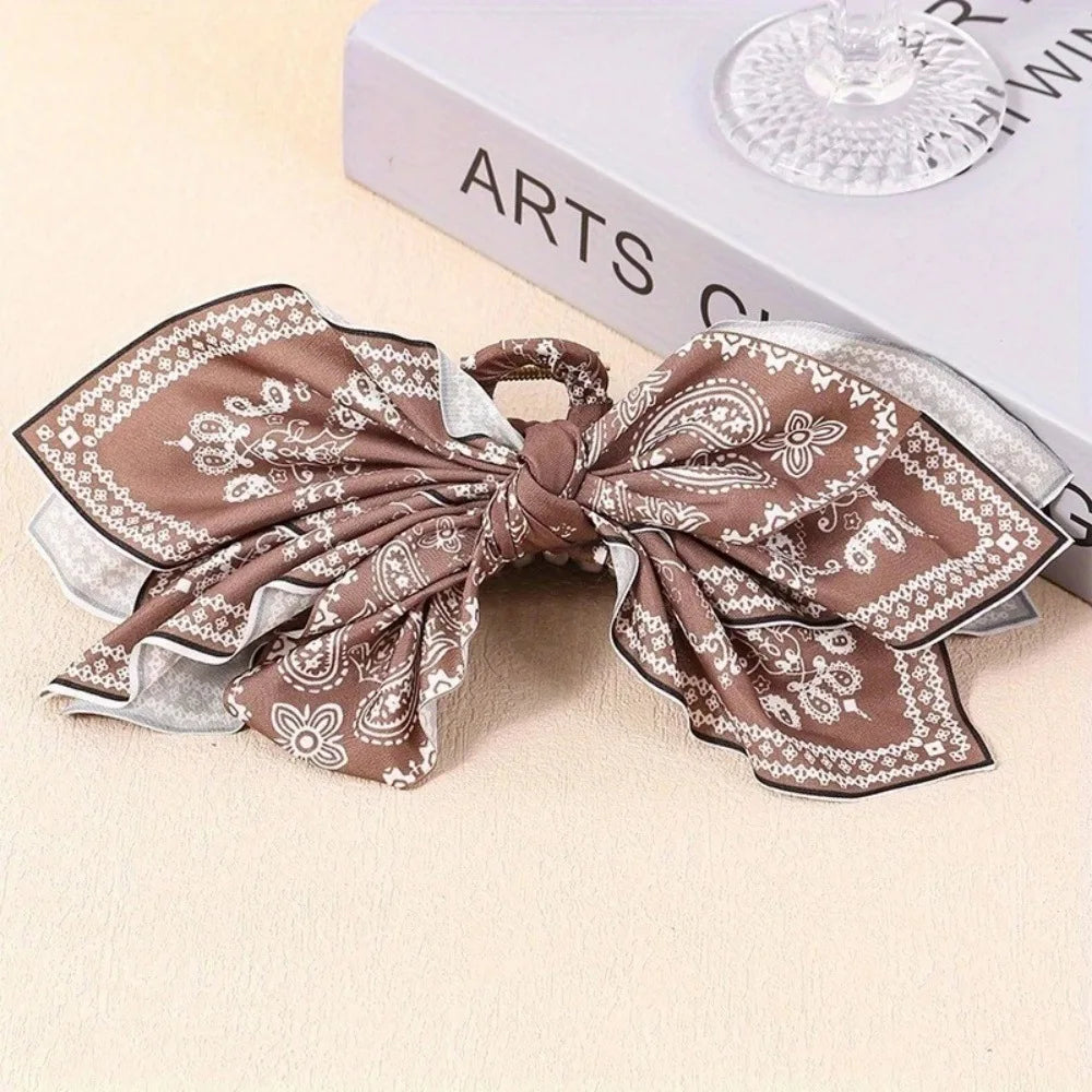 Cotton Cashew Flowers Printing Butterfly Hair Clips