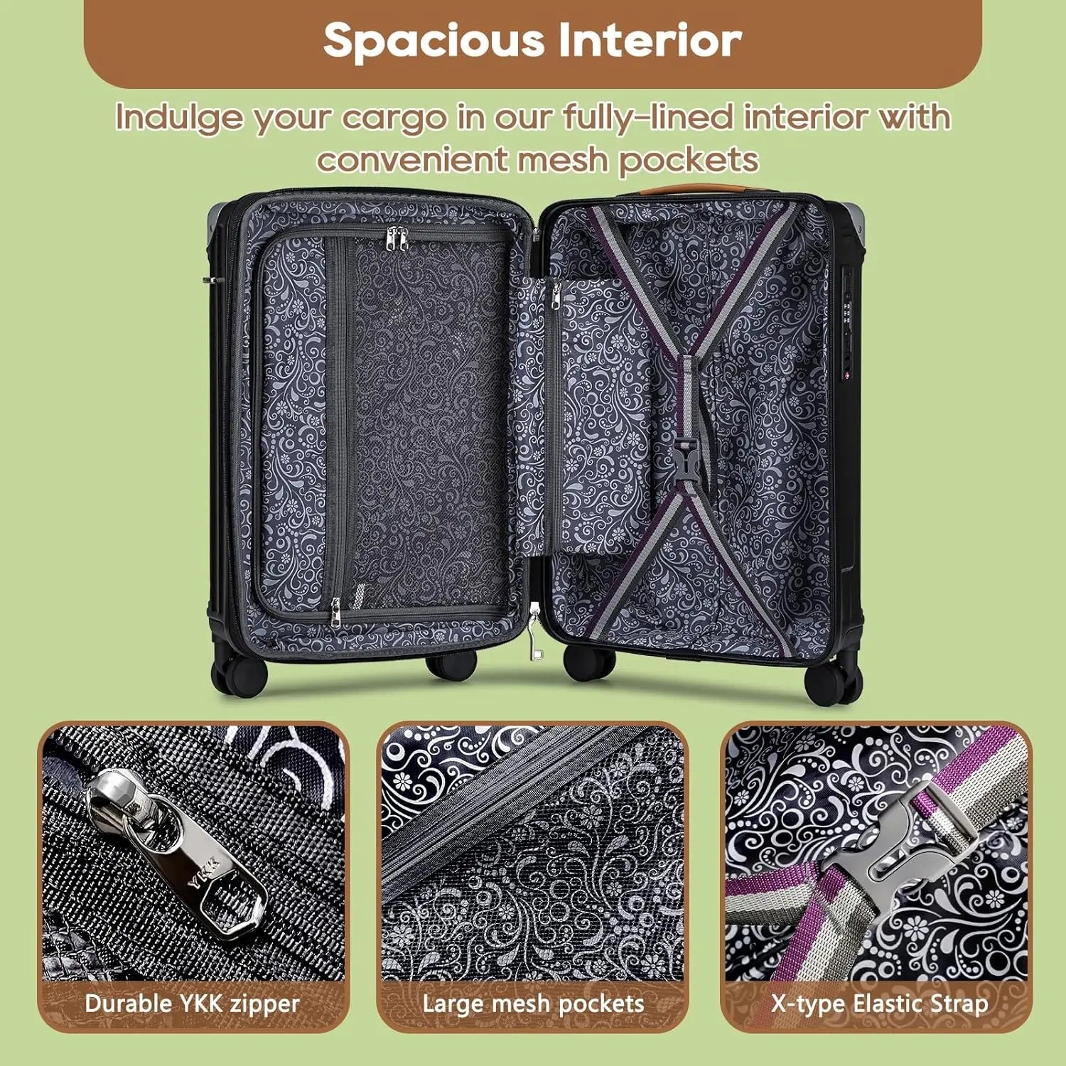 5pcs Black Luggage Set