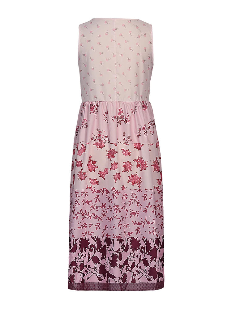 Plus Size Floral Printed Sleeveless Midi Dress
