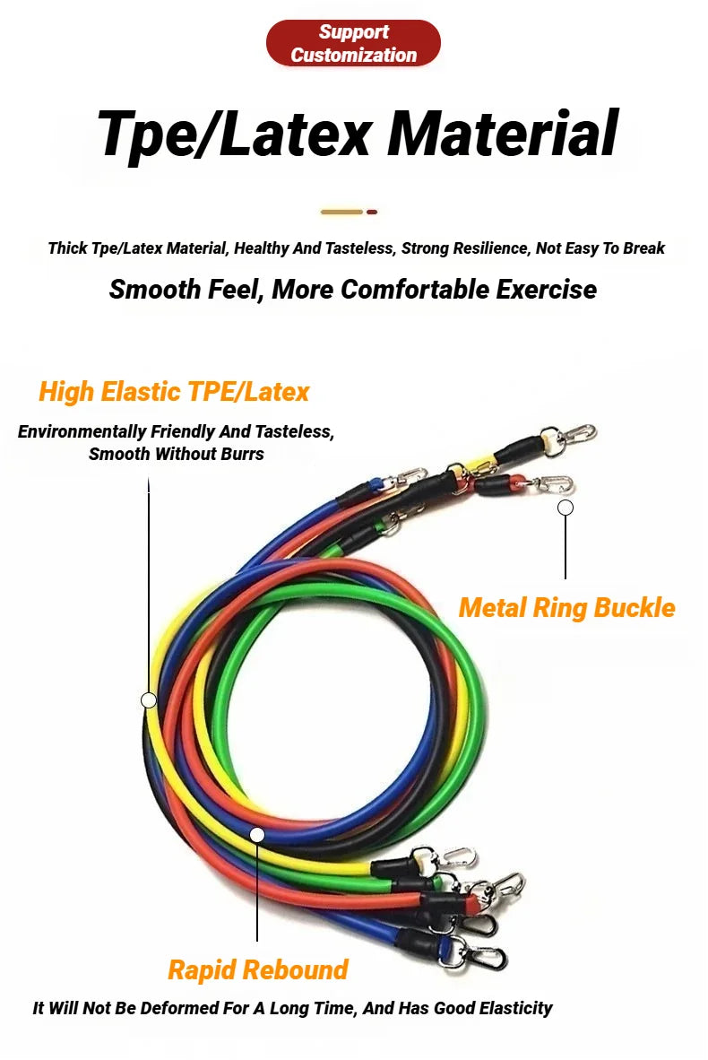 11pcs/Set Pull Rope Resistance Bands