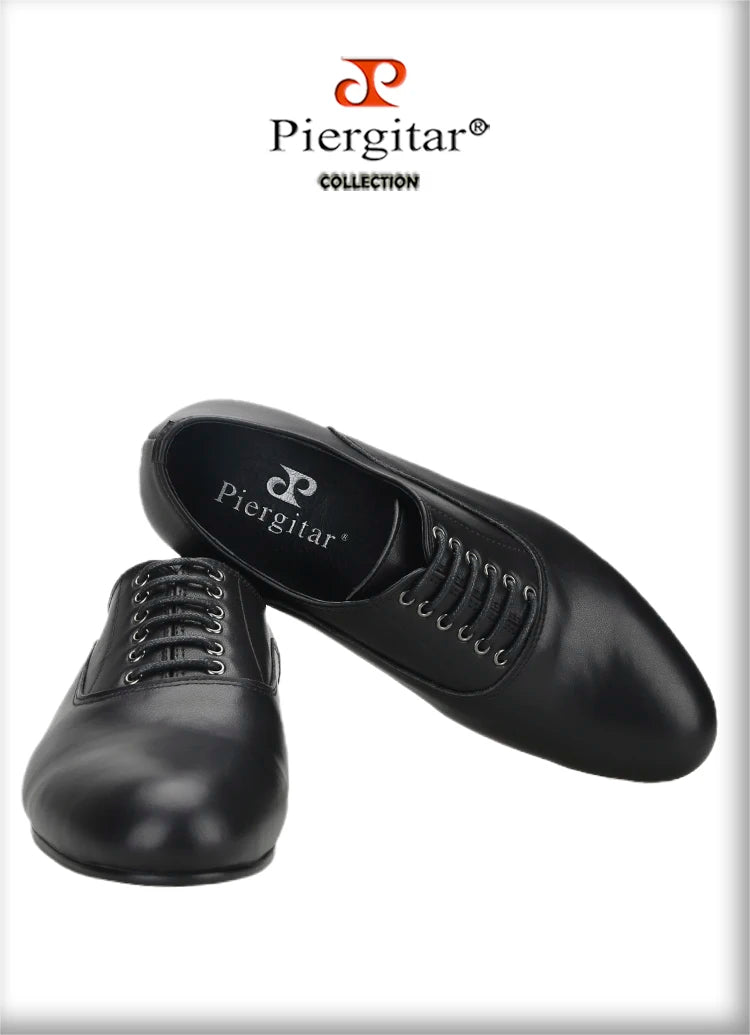 Piergitar 2023 Black And Brown Genuine Leather Men Loafers For Party Handmade Lace-up Men's Formal Shoes Classic Dress Shoe