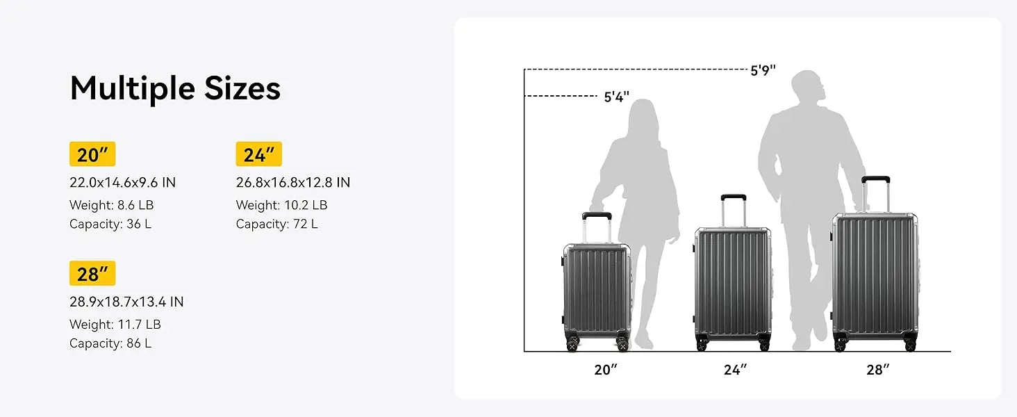 20 inch Aluminum Hard Shell Zipperless Carry-On