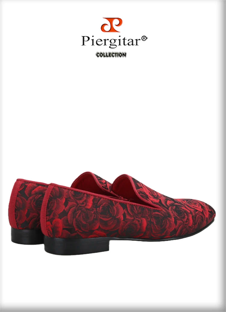 Piergitar Three Dimensional Flower Jacquard Fabric Men's Loafers For Party And Wedding Slip-On Moccasins Handmade In Guang Zhou