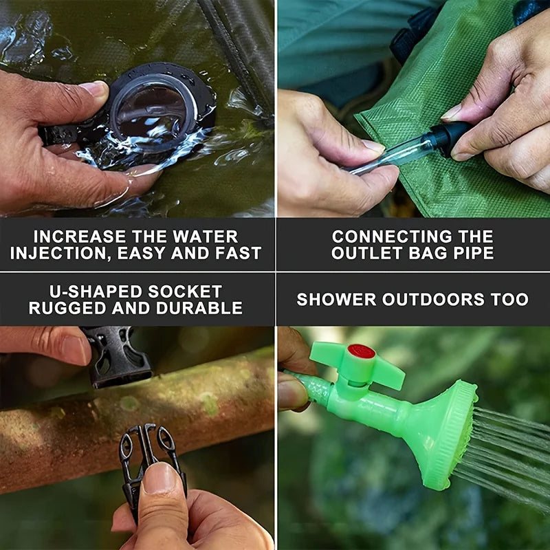 5-gallon solar-heated camping shower bag