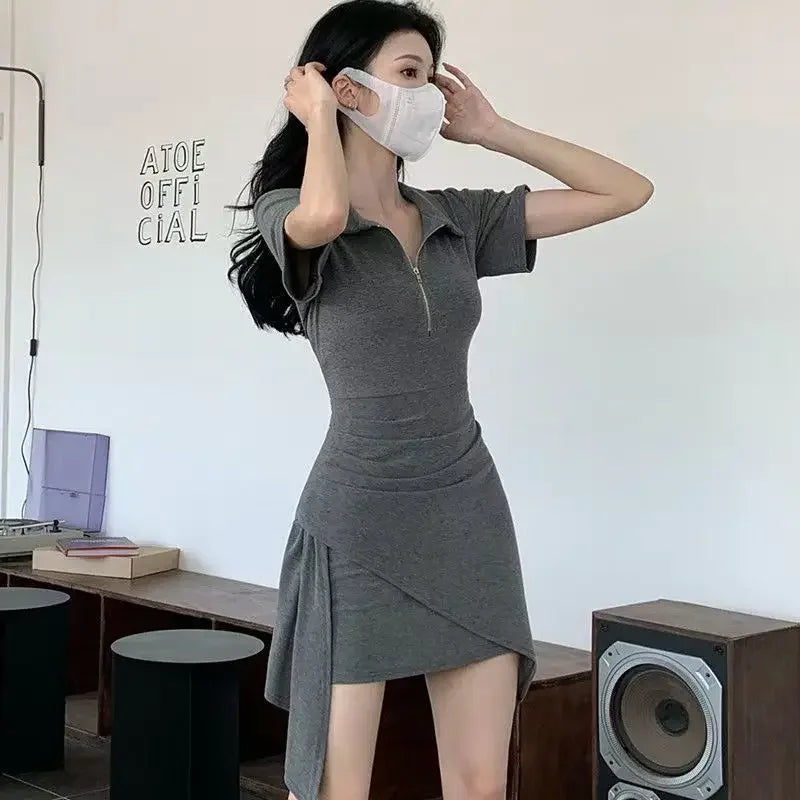 Elastic Sleeve Woman Dress Mini Tight Corset Short