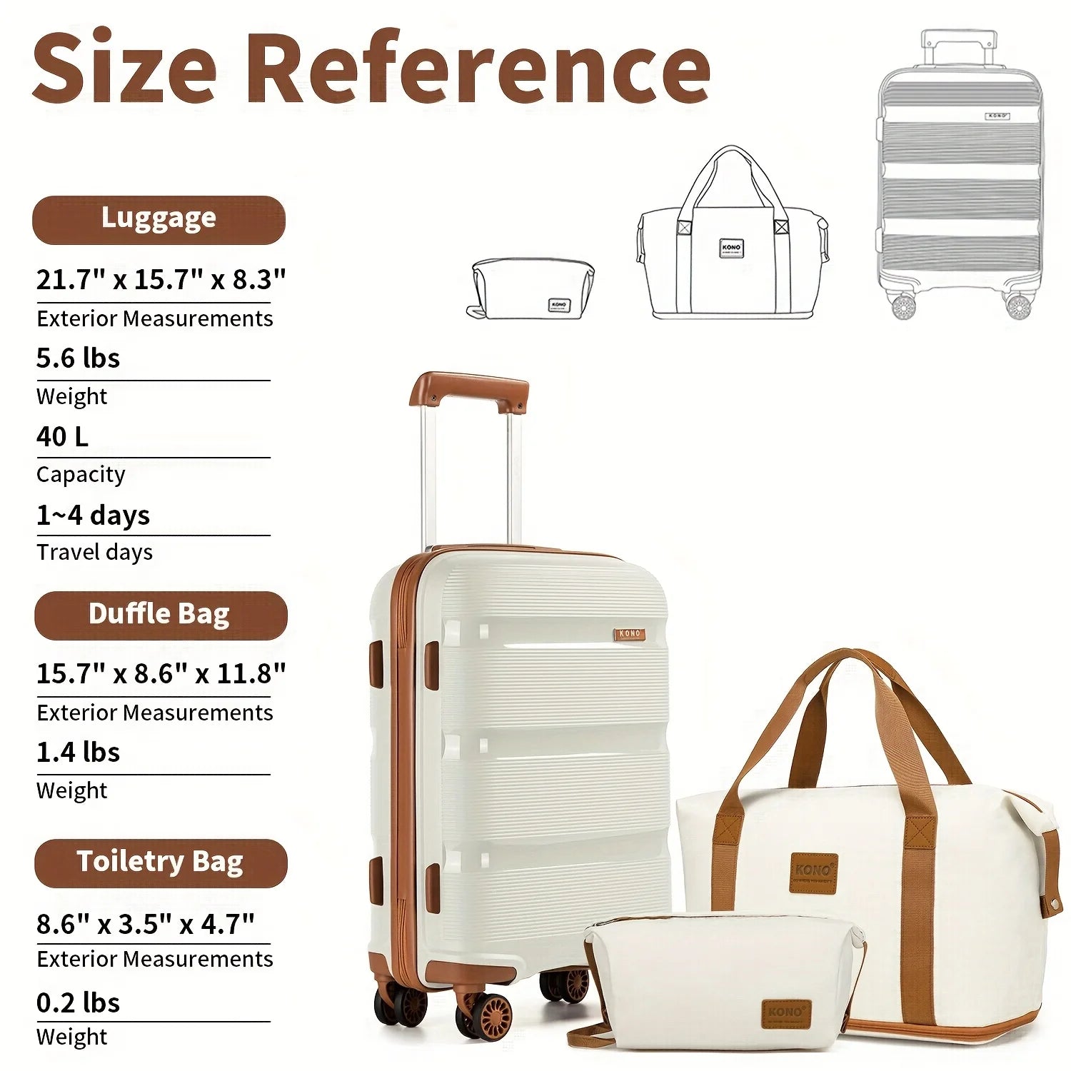 3-Piece Lightweight Hard Shell Suitcase Set