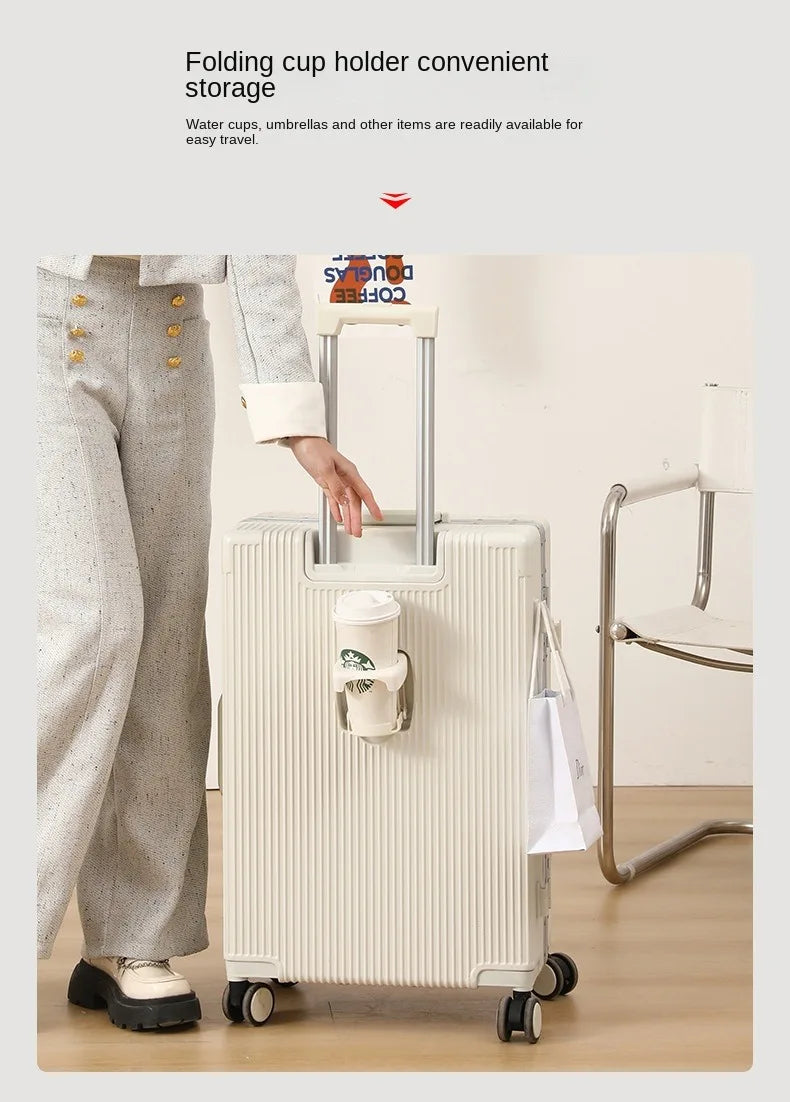 Aluminum Suitcase Front Opening Rolling Luggage